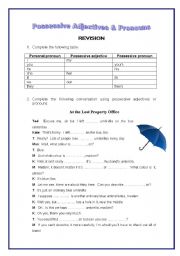 English Worksheet: Possessive adjectives and pronouns