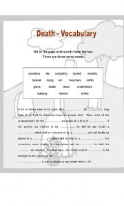 English Worksheet: Vocabulary on death