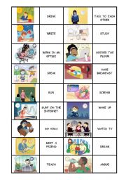 English Worksheet: memory game: actions