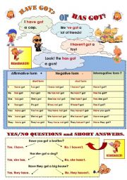 English Worksheet: HAVE GOT or HAS GOT? grammar set 3 pages