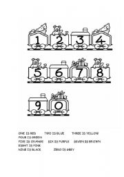 English Worksheet: Colour the train