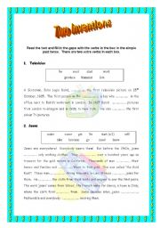 English Worksheet: Two inventions - Simple Past Tense