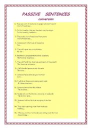 English Worksheet: Passsive (conversion of sentences)