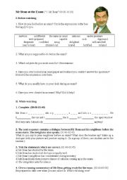 English Worksheet: Video lesson: Mr Bean at the Exam