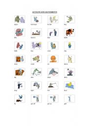 English Worksheet: ACTIONS AND MOVEMENTS