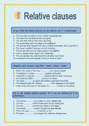 English Worksheet: Relative clauses