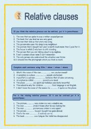 English Worksheet: Relative clauses