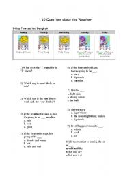 English Worksheet: A worksheet with 10 questiions about the weather