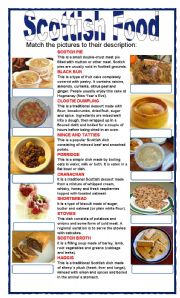 English Worksheet: (set 3/8)SCOTTISH FOOD 