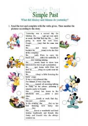 English Worksheet: What did Mickey and Minnie do yesterday?