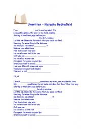 English worksheet: Unwritten -  Natasha  Bedingfield