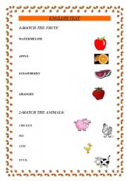 English worksheet: ENGLISH TEST FOR CHILDREN