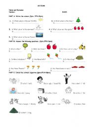 English Worksheet: colours-adjectives-this-that