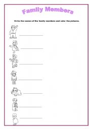 English Worksheet: Family members