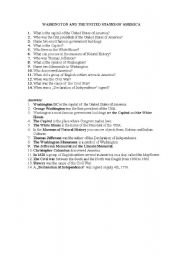 English Worksheet: the Usa and Washington Dc