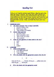 English Worksheet: reading test