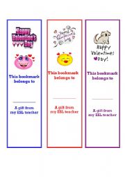 English Worksheet: Valentines Day bookmarks