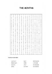 English worksheet: Wordsearch: Months