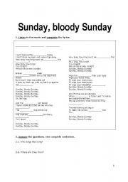 English worksheet: Sunday, bloody Sunday