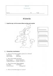 English Worksheet: UK Culture Quiz