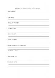 English Worksheet: differences