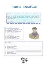 English Worksheet: Toms Routine