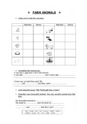 English worksheet: farm animals assessment