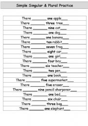 English Worksheet: Simple Singular And Plural Worksheet