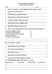 English worksheet: grammar exam 