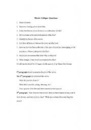 English worksheet: Movie Critique Questions