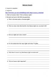 English Worksheet: Human rights Internet Search