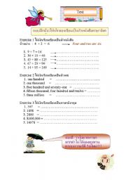 English Worksheet: numbers