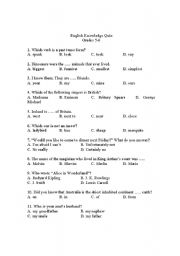 English worksheet: quiz