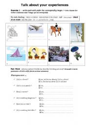 English Worksheet: Talk about your experiences