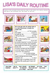 English Worksheet: Lisas Daily Routine