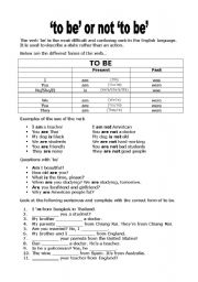 English Worksheet: to be or not to be