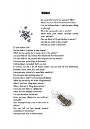 English worksheet:  winter : The snow