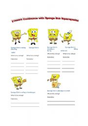 English worksheet: Present Continuous with Sponge Bob Squarepants!