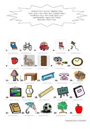 English Worksheet: SCHOOL OBJECTS