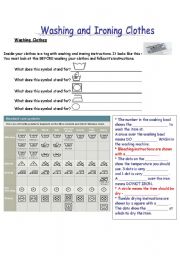 English Worksheet: Washing and Ironing Clothes