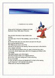 English Worksheet: Holidays , Past Simple