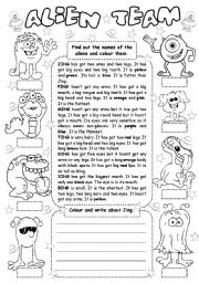 English Worksheet: Alien Team