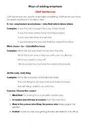 English Worksheet: Cleft Sentences