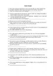 English Worksheet: False Friends exercise