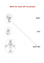 English worksheet: match words to family 1