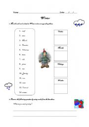 English worksheet: Winter vocabulary