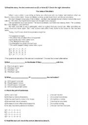English Worksheet: text interpretation + conditional