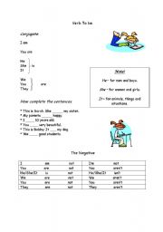 English worksheet: Verb to be for beginners I