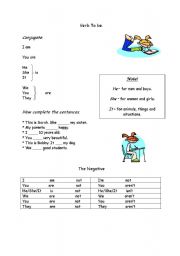 English Worksheet: Verb to be for beginners I