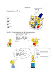 English Worksheet: Verb To Be with the Simpsons
